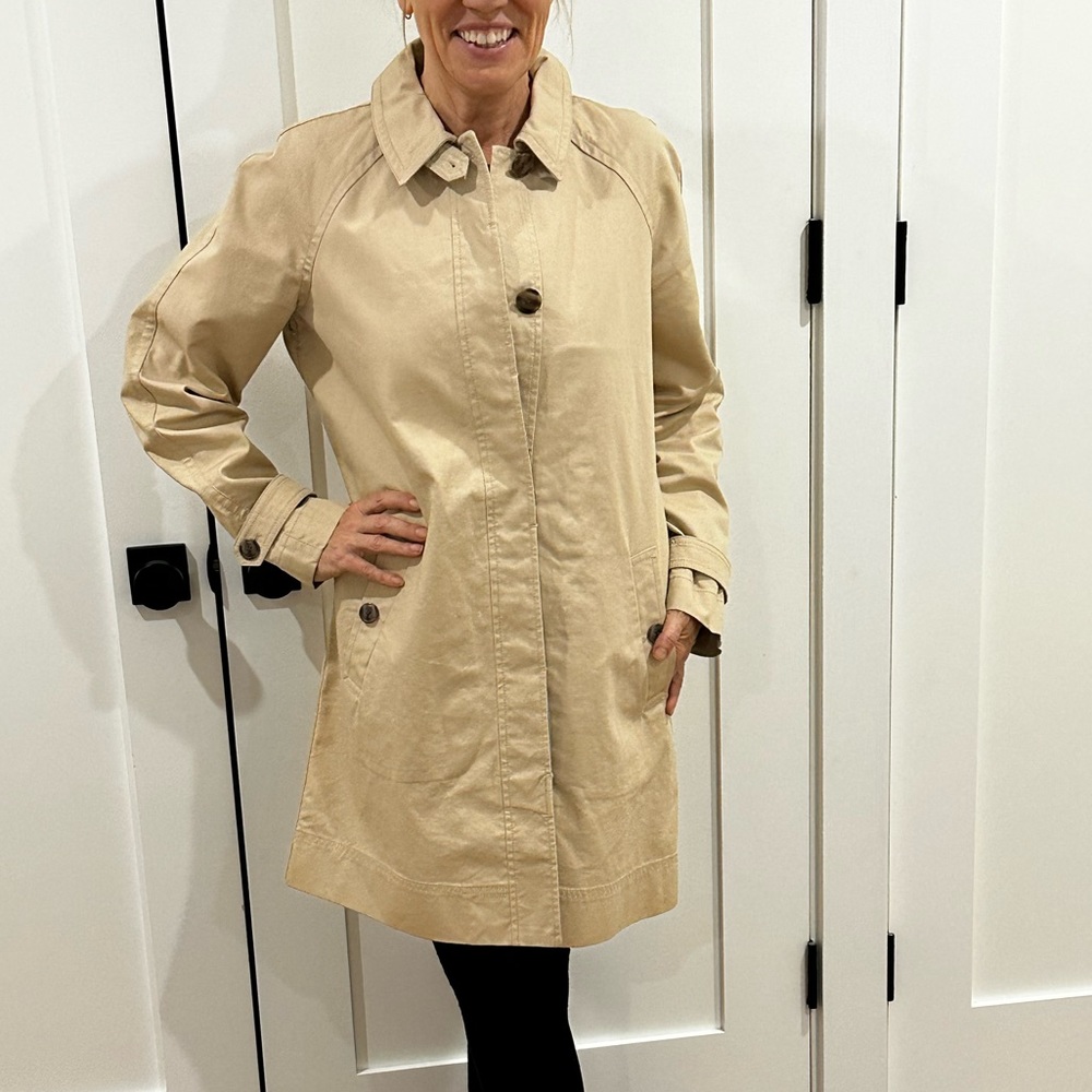 Tan trenchcoat topper from the gap
